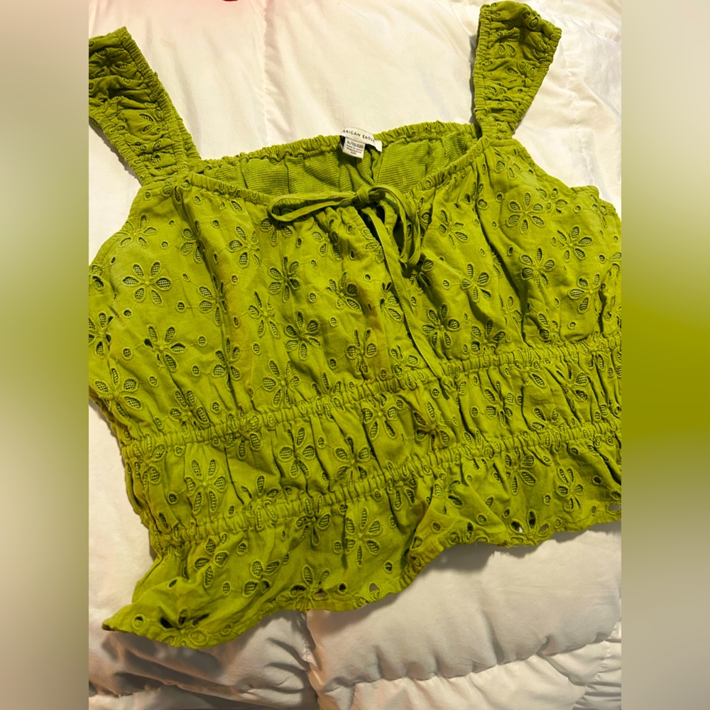Lime Green Eyelet Crop Tank